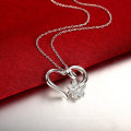 High Quality Pure Fashion Popular Beautiful Butterfly Heart Pendant Simple Silver Jewelry Necklace